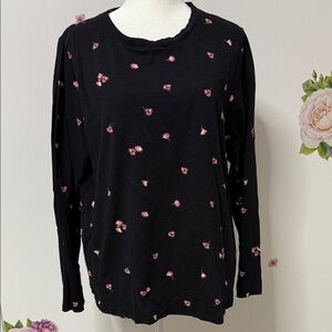 Sonoma Black Top with Pink Floral Accents